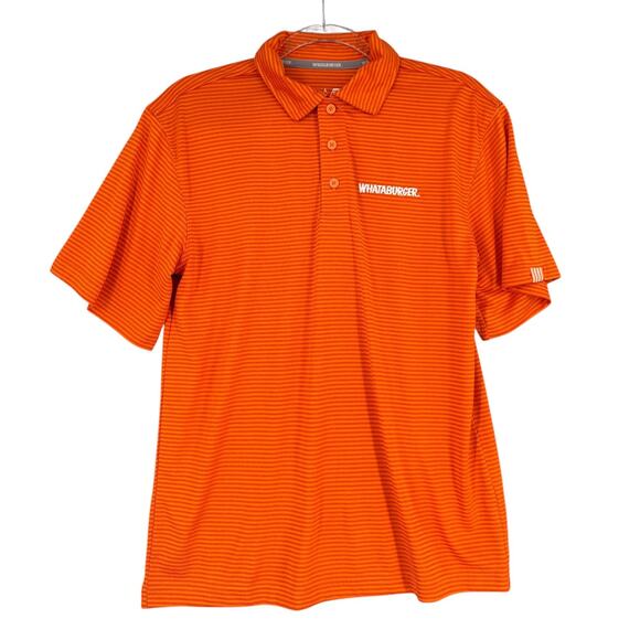 WHATABURGER Orange Striped Collared Short Sleeve Polo Shirt Size S - Picture 1 of 7